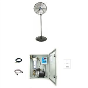 Pack ventilateur brumisateur sur pied gamme Confort avec armoire de brumisation