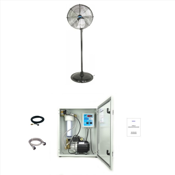 Pack ventilateur brumisateur sur pied gamme Confort avec armoire de brumisation Pack ventilateur brumisateur sur pied gamme Confort avec armoire de brumisation