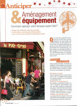 Article du magazine Service Bière sur l'aménagement des terrasses avec brumisateurs