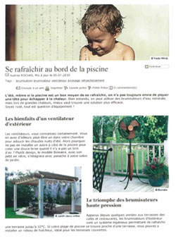 Article du site acheter-piscine.com sur les brumisateurs haute pression