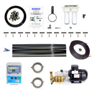 Kit de brumisation par rampe de buses : pompe haute pression, boîtier de commande, buses et tube