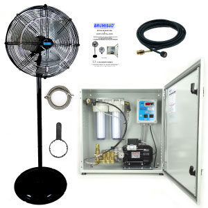 Pack brumiventilateur Cool Fan sur pied avec armoire de brumisation prémontée
